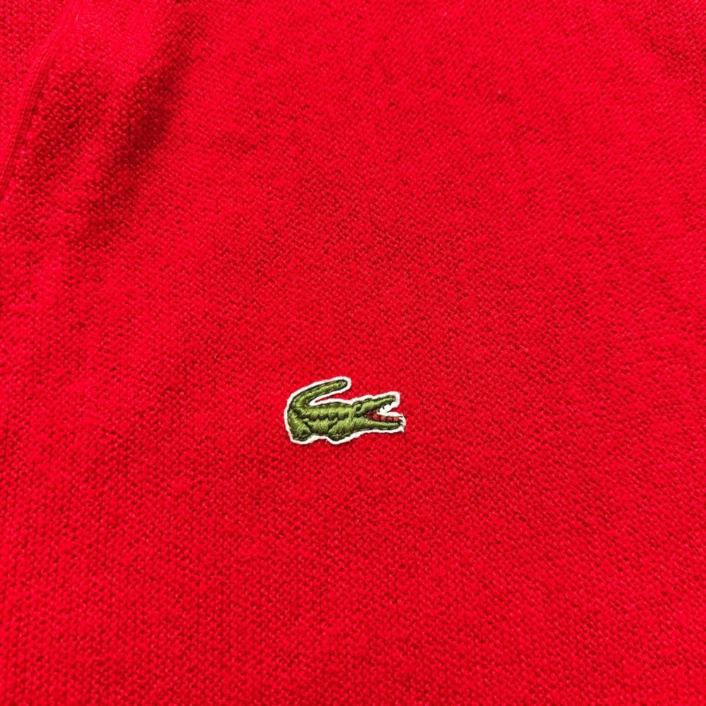Izod Lacoste Vintage USA Cardigan Sweater Mens Sz L Red Pullover Long Sleeve - Picture 4 of 7